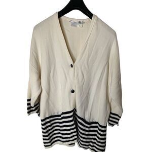 MaxMara cardigan sweater navy cream women's size small oversized